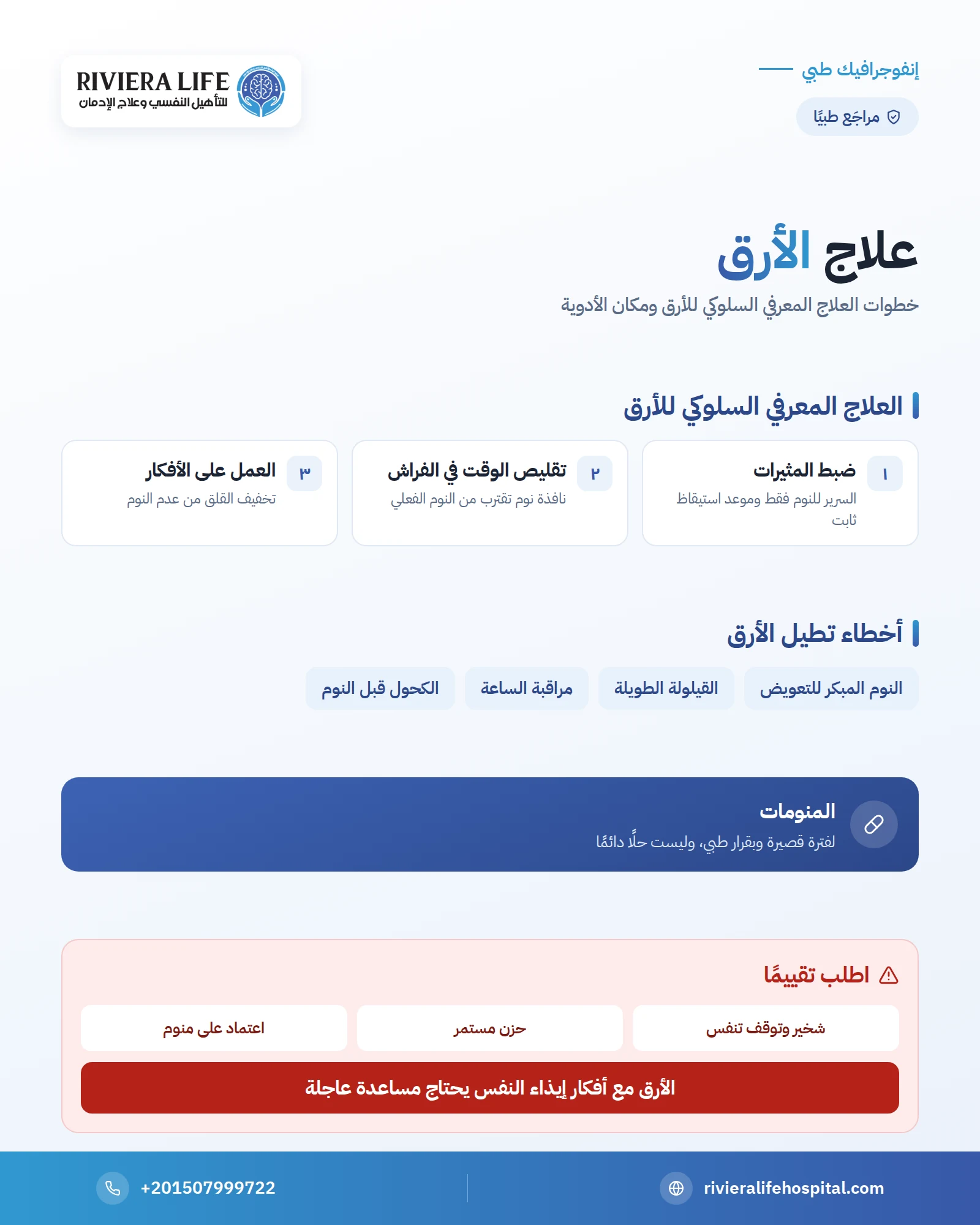 إنفوجرافيك: علاج الأرق المزمن: الخطوات الفعالة ومتى تُستخدم المنومات — ريفيرا لايف
