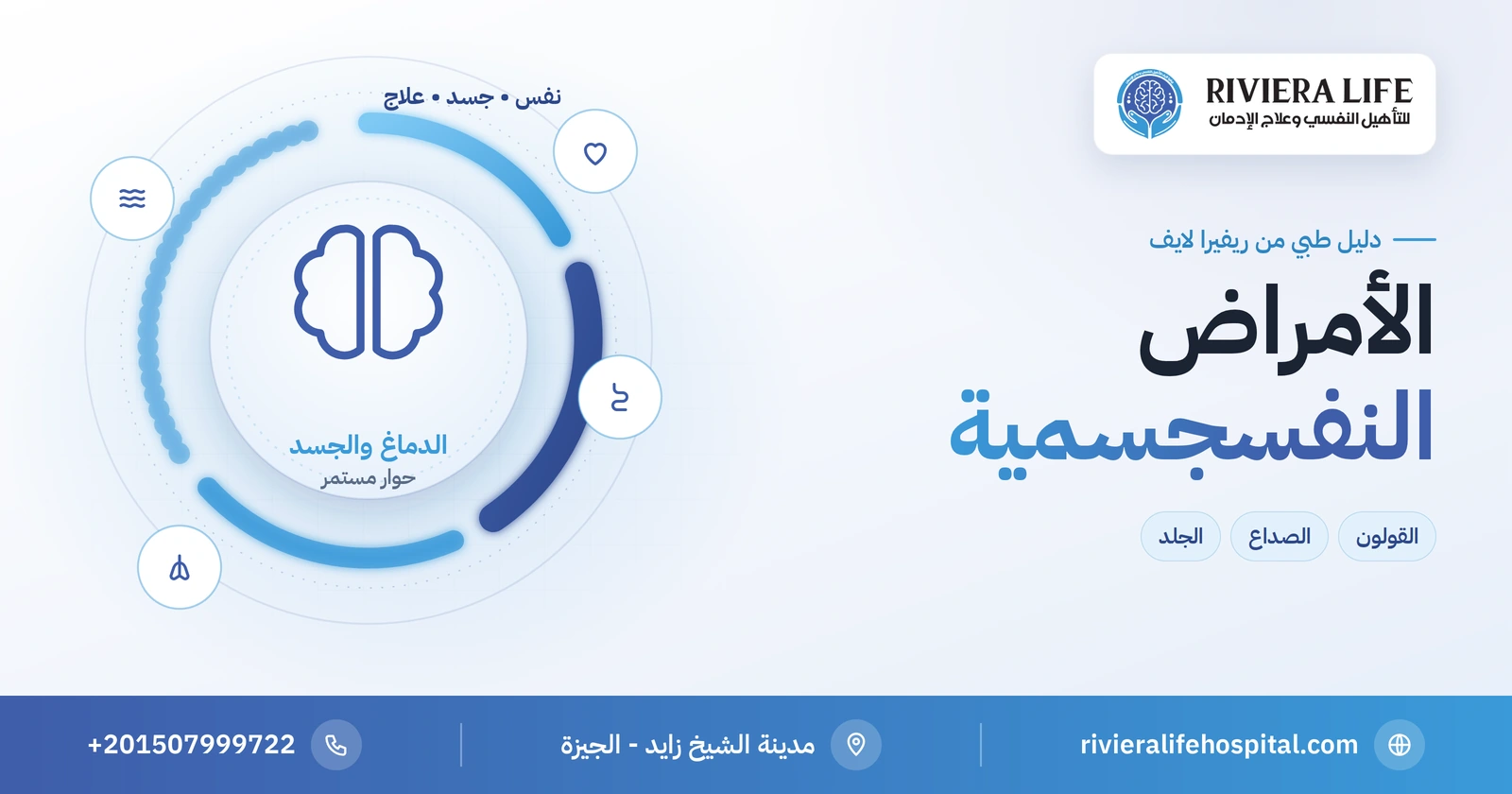 الأمراض النفسجسمية: حين يتكلم الجسد بلغة القلق والضغوط 2 الأمراض النفسجسمية: العلاقة بين الدماغ والجسد — ريفيرا لايف